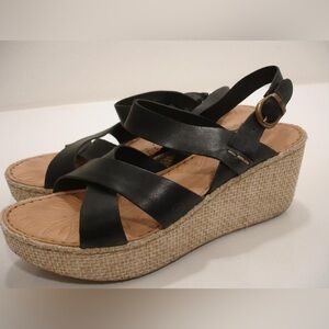 Born Alaina Platform Wedge Black Strappy Sandals
